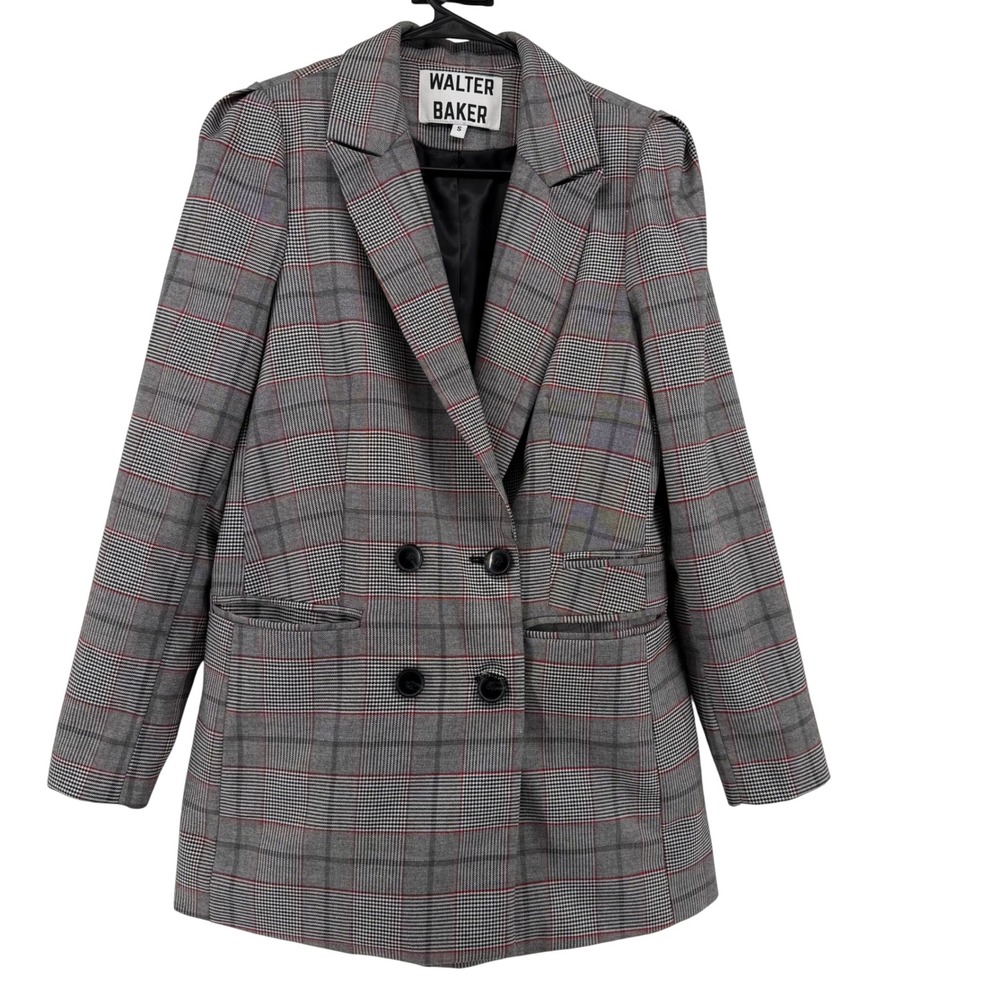 WALTER BAKER‎ Women's Plaid Double Breasted Blazer Jacket Size Small Y2K Retro